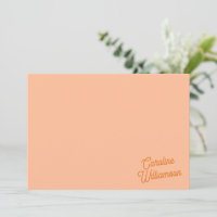 Pfirsich-Orange-Schrift personalisierte Korrespond