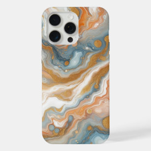 Pfirsich Orange Türkis Blau Gold Marmor Kunst Must iPhone 15 Pro Max Hülle