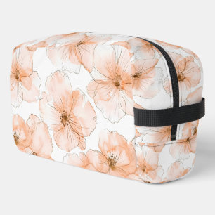 Pfirsich Orange Weiße Blumen Waschbeutel