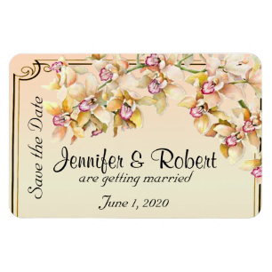Pfirsich-Orchideen-Aquarell-Elegantes-Hochzeits-Sa Magnet