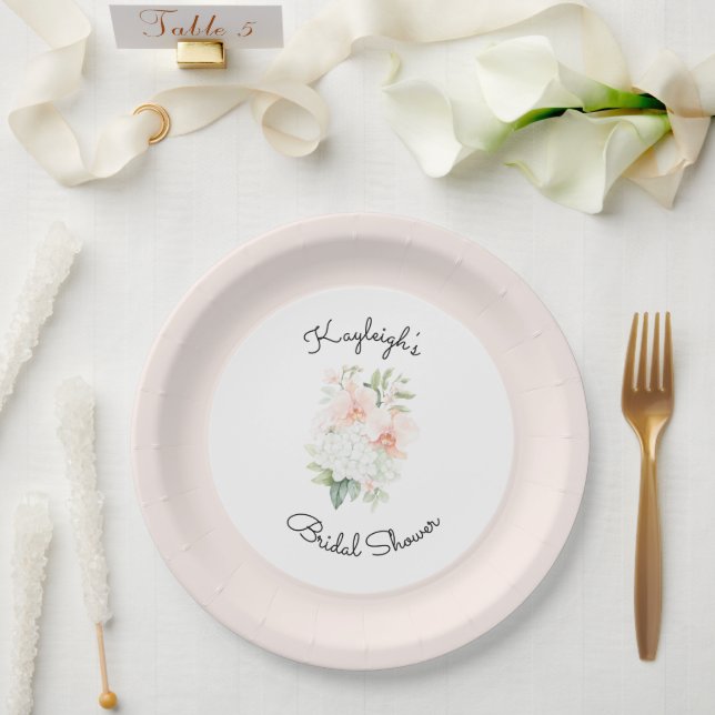 Pfirsich-Orchideen-Blush-Hochzeitsdusche  Pappteller (Hochzeit)
