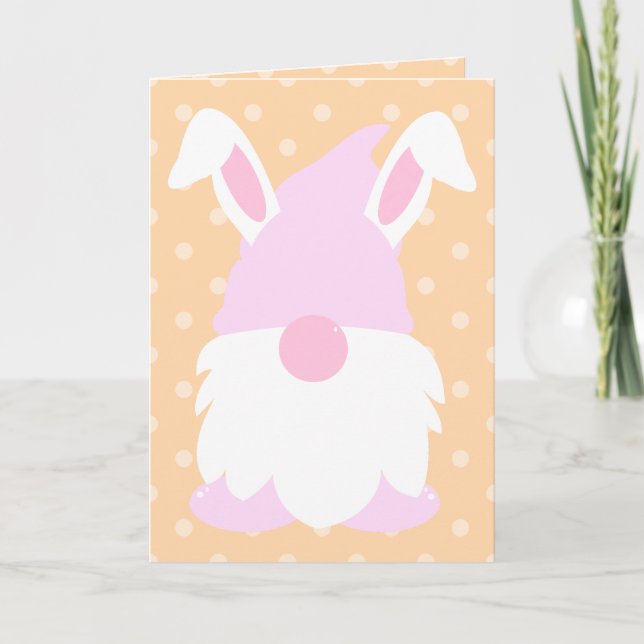 Pfirsich Pastel Polka Dot Gnome Feiertagskarte (Vorderseite)