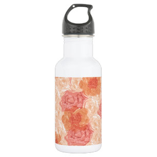 Pfirsich-Pastell-Vintage-Rosenmuster Edelstahlflasche