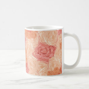 Pfirsich-Pastell-Vintage-Rosenmuster Tasse