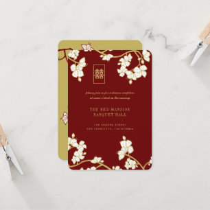 Pfirsich/Pflaumenblüten Doppelglücksgefühl Roter E Einladung