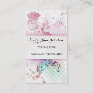 Pfirsich Pink Blue Green Paint Platsch Design oder Visitenkarte