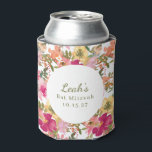 Pfirsich Pink Yellow Floral Bat Mitzvah Individuel Dosenkühler<br><div class="desc">Trendy Peach Pink Yellow Watercolor Floral Bat Mitzvah Individuelle Name Cooler</div>