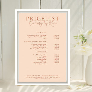 Pfirsich, Preisliste Eleganter Salon Poster