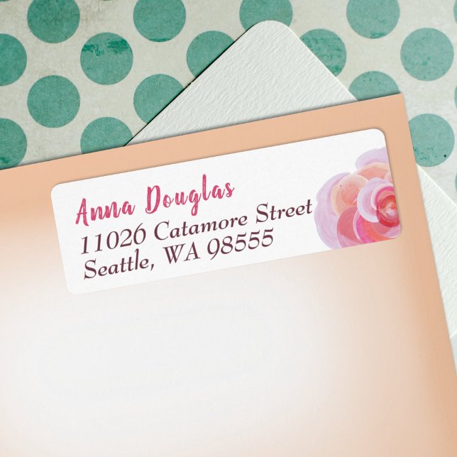 Pfirsich, rosa Botanischer Garten Rose Springtime (peach coral orange pink rose flower return address labels graduation party invitations botanical)