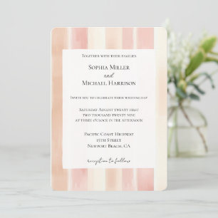 Pfirsich-Rosa-Cream-Streifen-Hochzeit Einladung