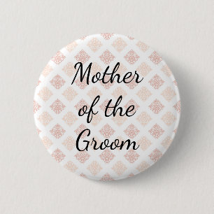 Pfirsich-Rosa-Damask-Mutter der Braut Button
