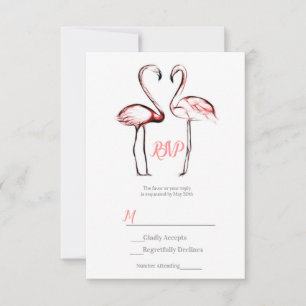 Pfirsich Rosa Flamingos Flamingo Elegante Hochzeit RSVP Karte
