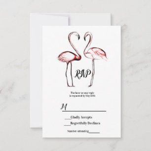 Pfirsich Rosa Flamingos Flamingo Schwarz Marmor RS RSVP Karte