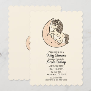 Pfirsich-Rosa-Himmelmond-Babyshower Einladung