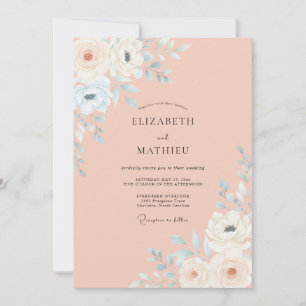 Pfirsich-Rosa Hochzeit im Frühling Einladung