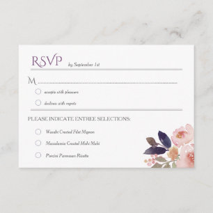 Pfirsich-rosa Lavendel-Aquarell, das RSVPs Wedding RSVP Karte