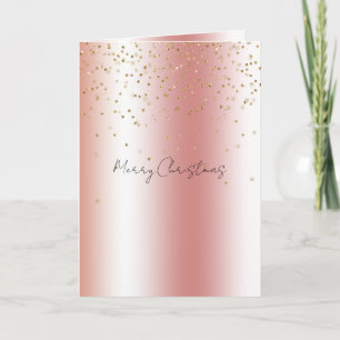 Pfirsich-Rosa-Ombre-Gold-Bokeh-Glitter-Weihnachten Karte