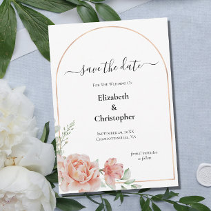 Pfirsich-Rosa-Schimmer-Blumen-Hochzeit-Save-the-Da Einladung