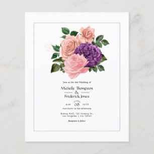 Pfirsich-Rosa und Lavendel-Purple Blumenhochzeit Flyer
