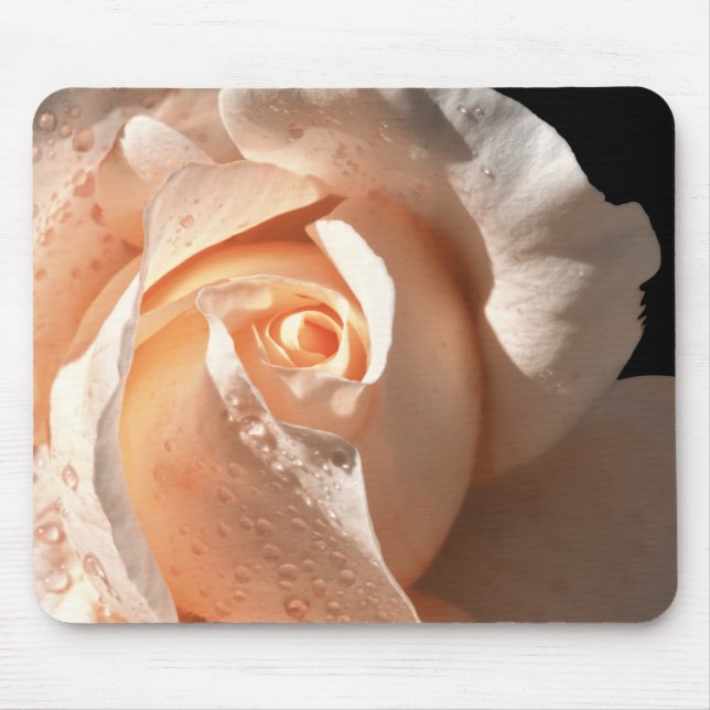 Pfirsich-Rose mit Tau Mousepad (Vorne)