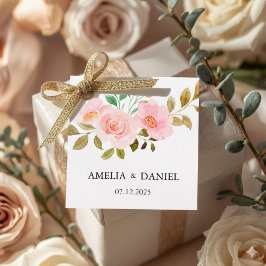 Pfirsich-Rosen-Blumen-Hochzeitsgeschenk-Anhänger Geschenkanhänger