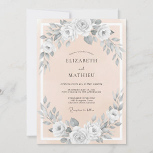 Pfirsich-Rosen-Blüten-Hochzeit Einladung