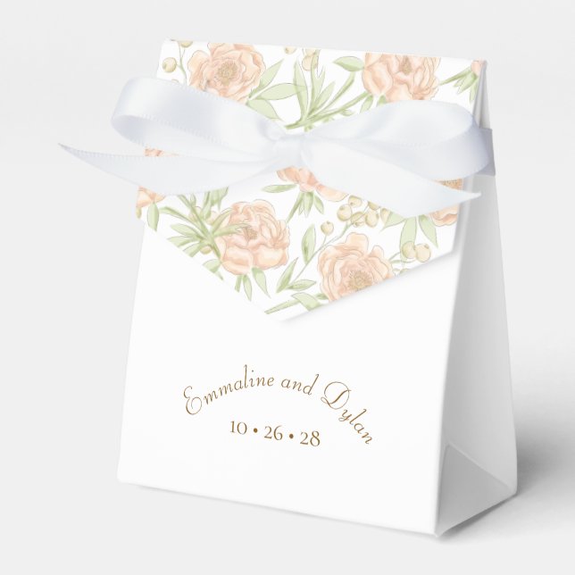 Pfirsich-Rosen-Hochzeit Geschenkschachtel (Vorderseite)