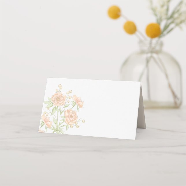 Pfirsich-Rosen-Hochzeit Platzkarte (Vorderseite)
