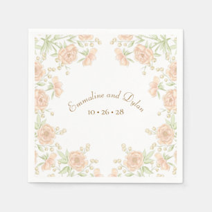 Pfirsich-Rosen-Hochzeit Serviette