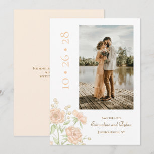 Pfirsich-Rosen-Hochzeit - Termin vormerken Einladung