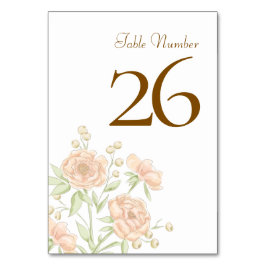 Pfirsich-Rosen-Hochzeit Tischnummer