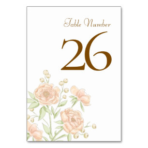 Pfirsich-Rosen-Hochzeit Tischnummer