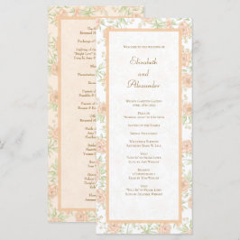 Pfirsich-Rosen-Hochzeitsprogramme Menükarte