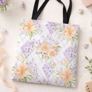 Pfirsich-Rosen-Lavendel-Cottagecore-Florale-Tasche