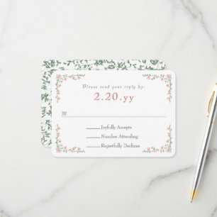 Pfirsich-Rosen-Reben-Rand-Hochzeits-RSVP-Karte RSVP Karte