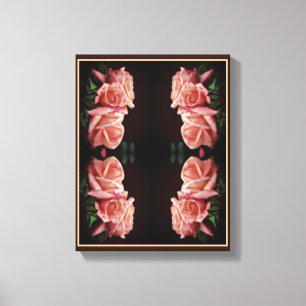 Pfirsich-Rosen-Trio abstraktes florales Vintage Leinwanddruck