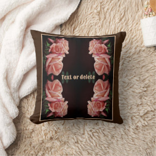 Pfirsich-Rosen-Trio Floral Vintage Personalisiert Kissen