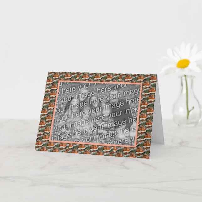 Pfirsich-Rospen-Blumenmuster mit personalisierter  Karte (Kleine Pflanze)