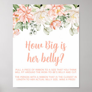 Pfirsich-Röte-Elfenbein-Baby-Shower-Großer-Bauch-S Poster