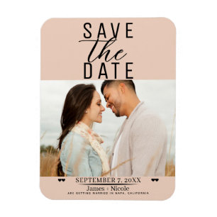 Pfirsich Save the Date Hochzeitsfoto Magnet