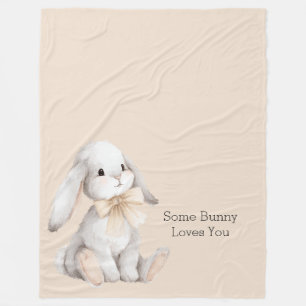 Pfirsich-Schleife Some Bunny liebt dich Fleecedecke