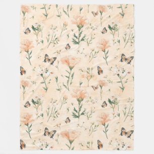 Pfirsich Schmetterlinge Floral Fleecedecke