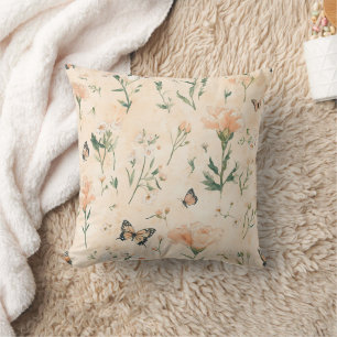 Pfirsich Schmetterlinge Floral Kissen