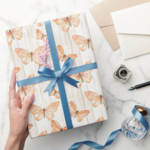 Pfirsich Schmetterlinge Geburtstag Geschenkpapier