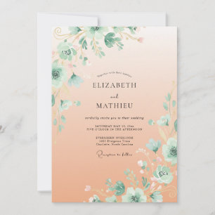 Pfirsich Serene Floral Hochzeit Einladung