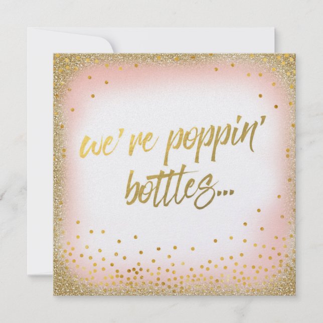 Pfirsich sind wir Poppin Flaschen-Einladungs-Perle Einladung (Vorderseite)