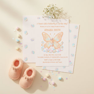 Pfirsich-Sorbet-Schmetterling Süße Babyparty Einladung
