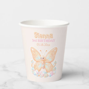 Pfirsich-Sorbet-Schmetterlings-Geburtstag Pappbecher