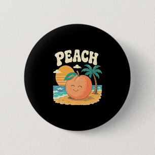 Pfirsich Strand Sommer Retro süße Frucht Sonnenunt Button