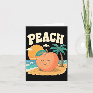 Pfirsich Strand Sommer Retro süße Frucht Sonnenunt Karte